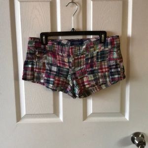 Fun multi colored plaid shorts.